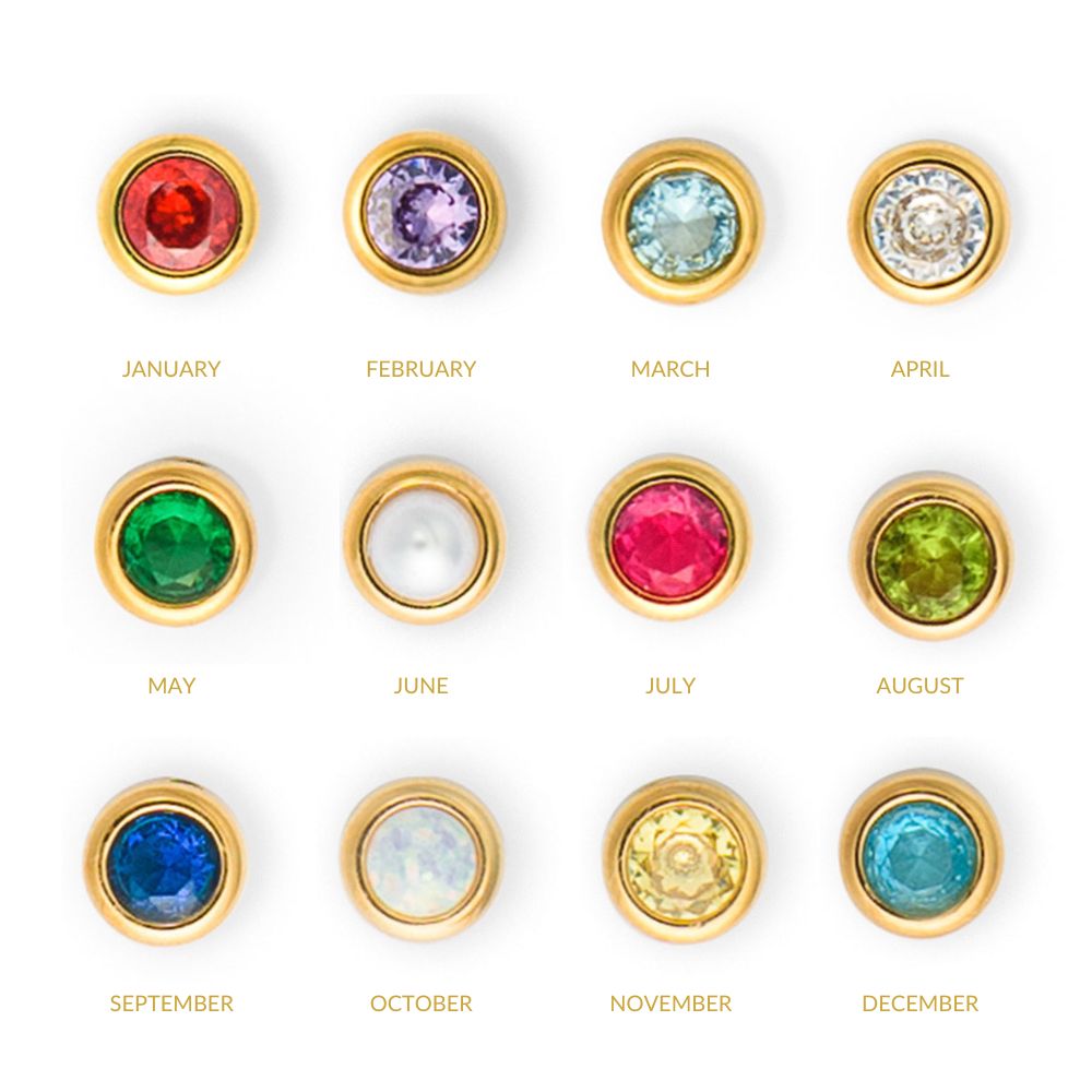 12 birthstone charms set in gold