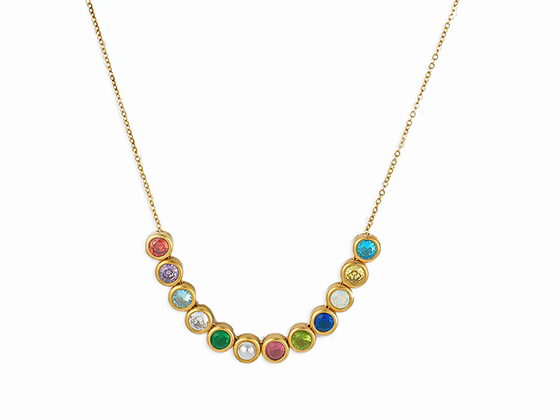 gold necklace with birthstone charms